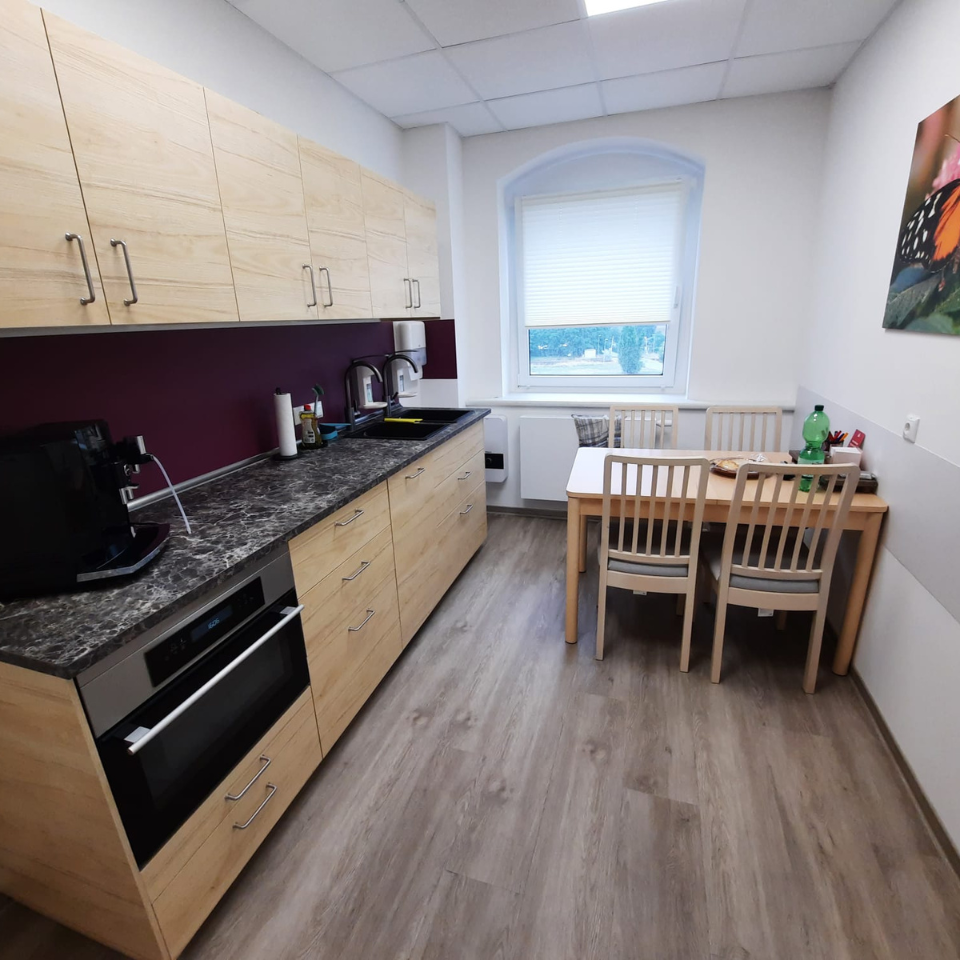 Wandschutz als Küchenrückwand links und Wandschutz im Essbereich rechts